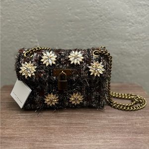 Kurt Geiger London NWT Mini Brixton Tweed Flower Chain Handbag